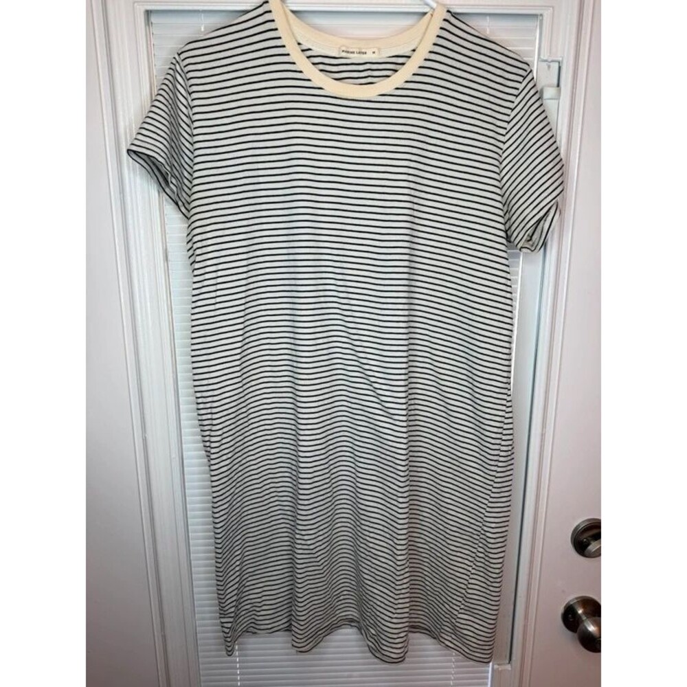 Marine Layer Women’s Medium Cream Black Striped Crewneck T-Shirt